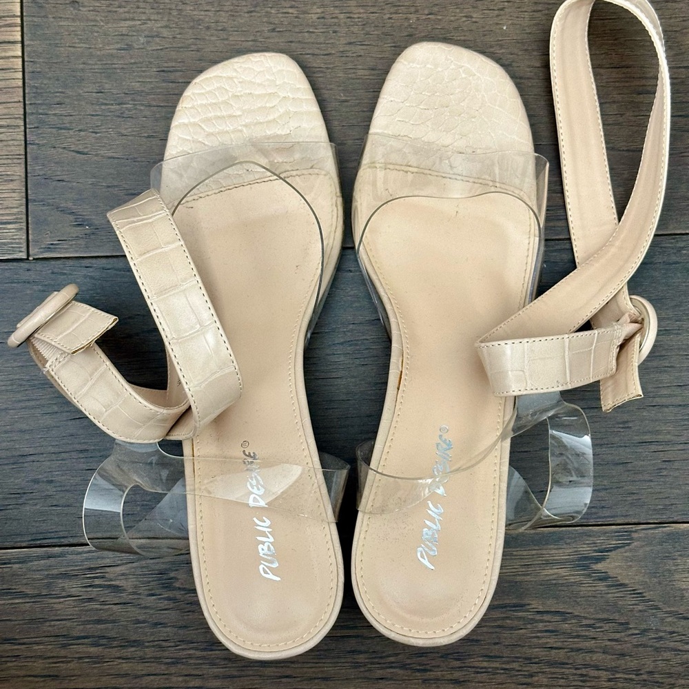 Nude Clear-Strap Women’s Heels